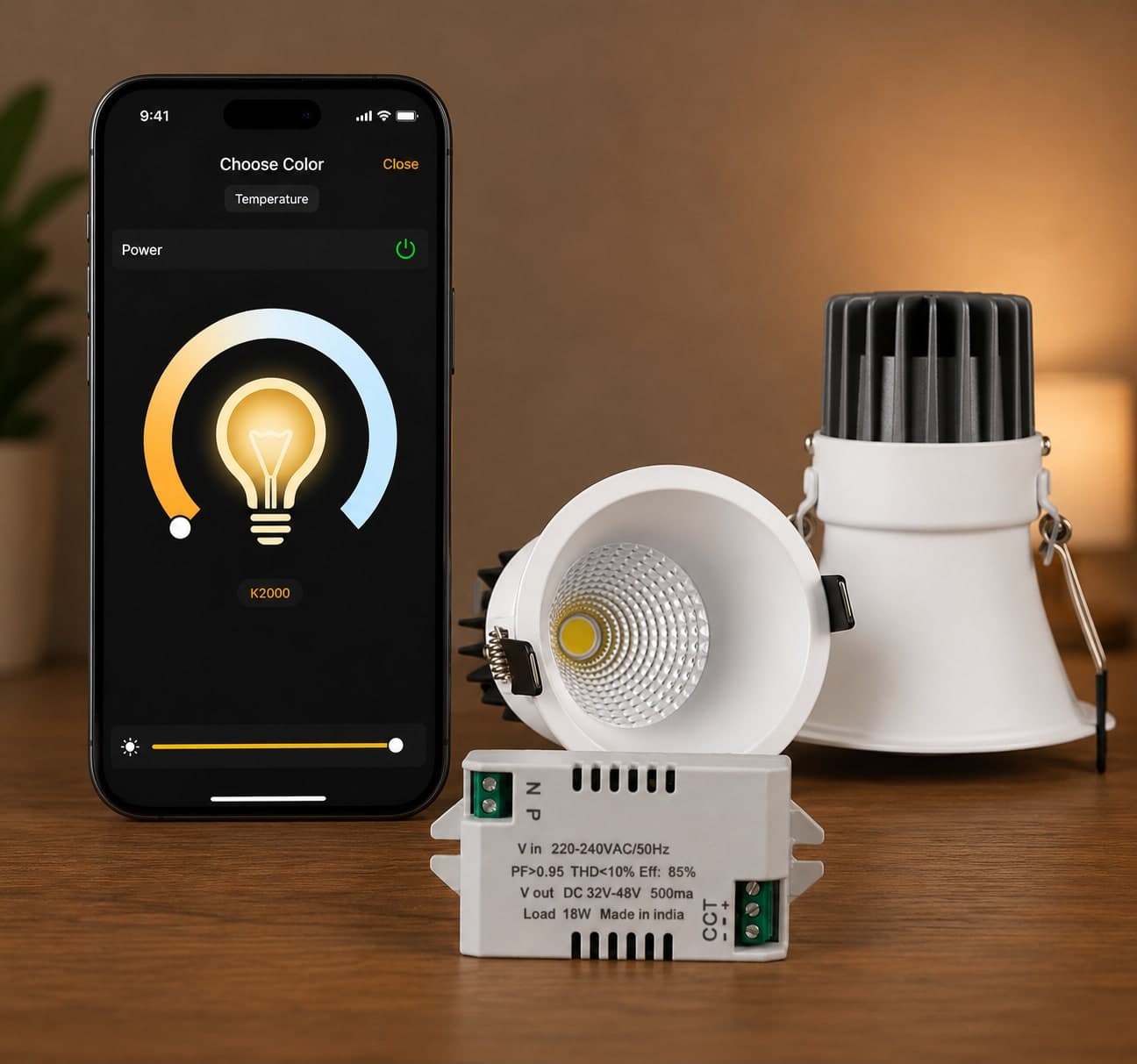 Orion 12W CCT-3in1 COB With Smart Driver(Mobile App Control) – White body · 12W CCT