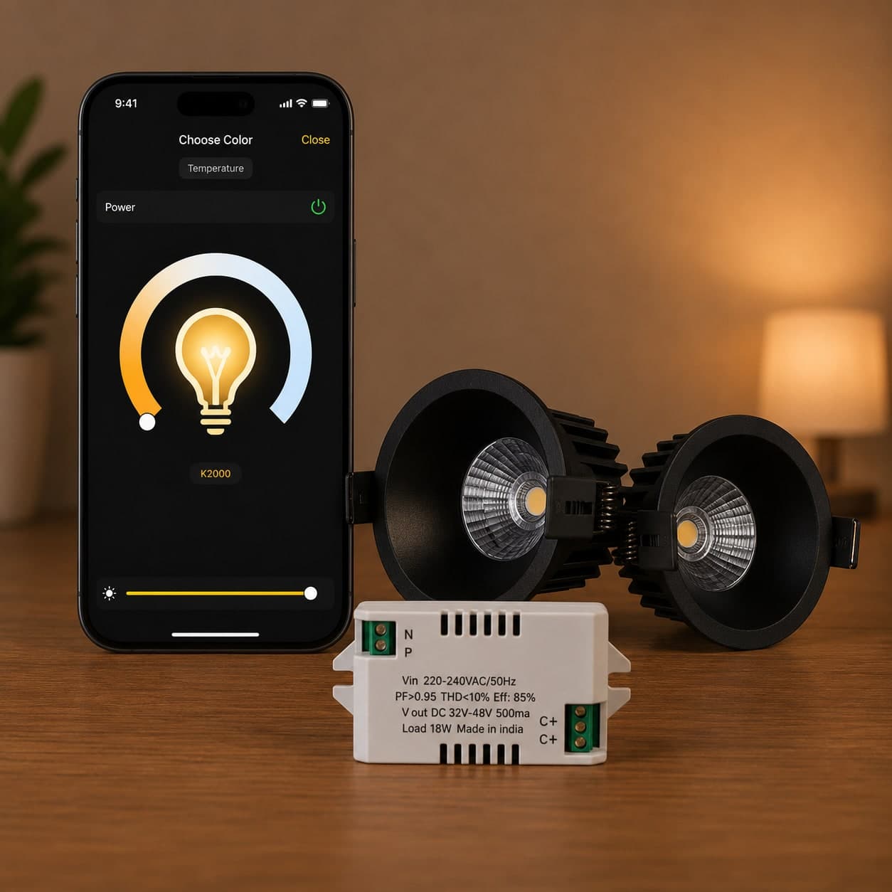 Orion 12W CCT-3in1 COB With Smart Driver(Mobile App Control) – Black Body · 12W-CCT